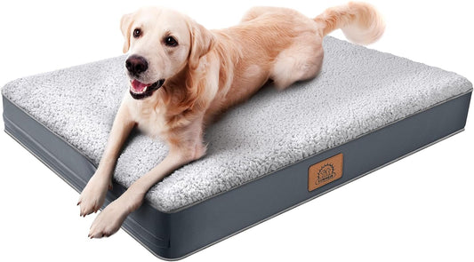 Orthopedic Dog Bed for Large Dogs - Big Waterproof Dog Crate Bed with Removable Washable Cover